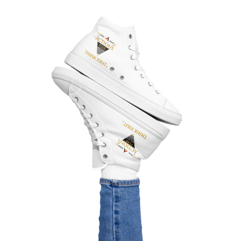 THINK F1RST 2024 WHITE UNISEX HIGH TOP CANVAS SHOES