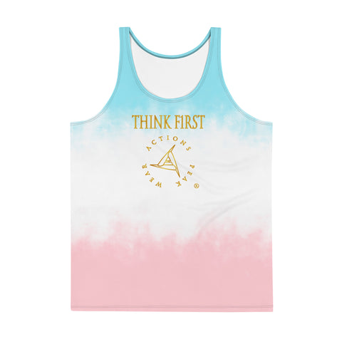 THINK F1RST UNISEX PINK-BLUE GRADIENT TANK TOP