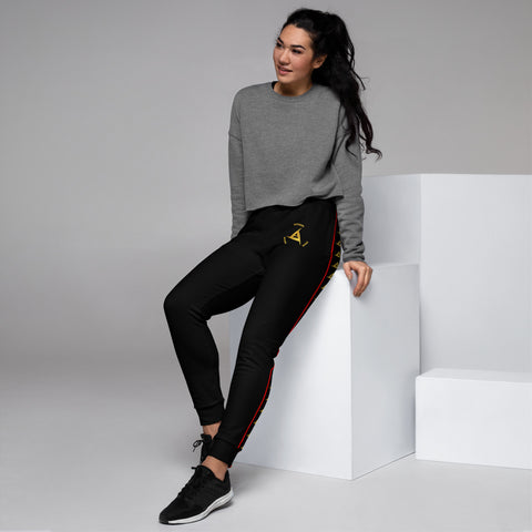 WOMEN'S PREMIUM GOLD & RED ON BLACK JOGGER