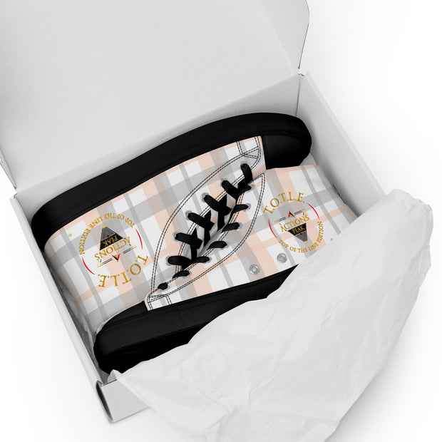 TOP OF THE LINE EDITION 2024 PALE PLAID UNISEX HIGH TOP CANVAS SHOES