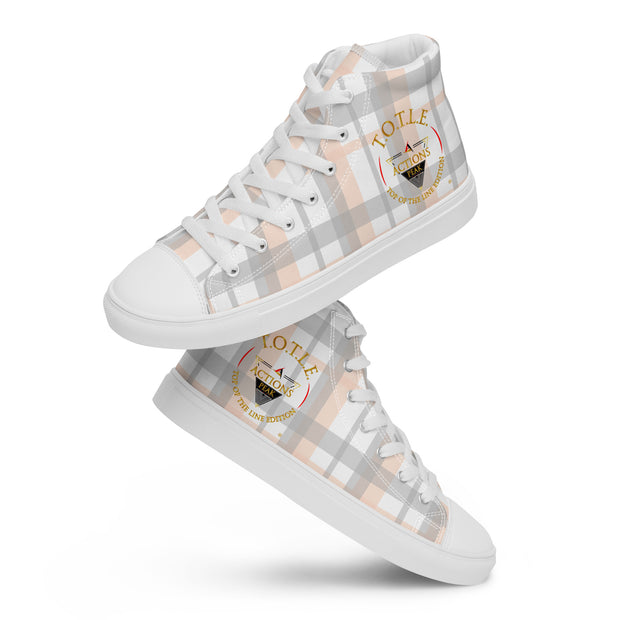 TOP OF THE LINE EDITION 2024 PALE PLAID UNISEX HIGH TOP CANVAS SHOES