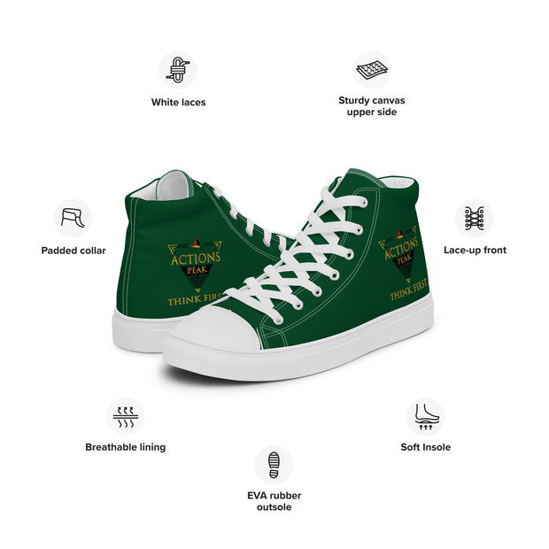THINK F1RST 2025 GREEN UNISEX HIGH TOP CANVAS SHOES