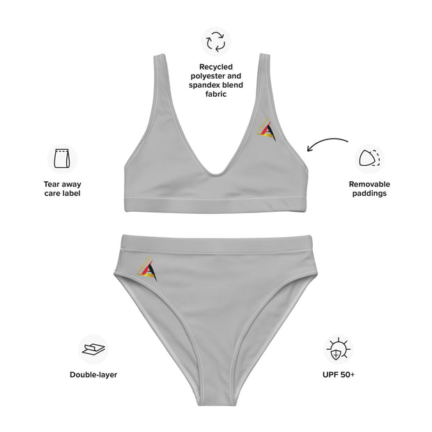 ACTIONS PEAK REYCLED HIGH-WAISTED GREY BIKINI