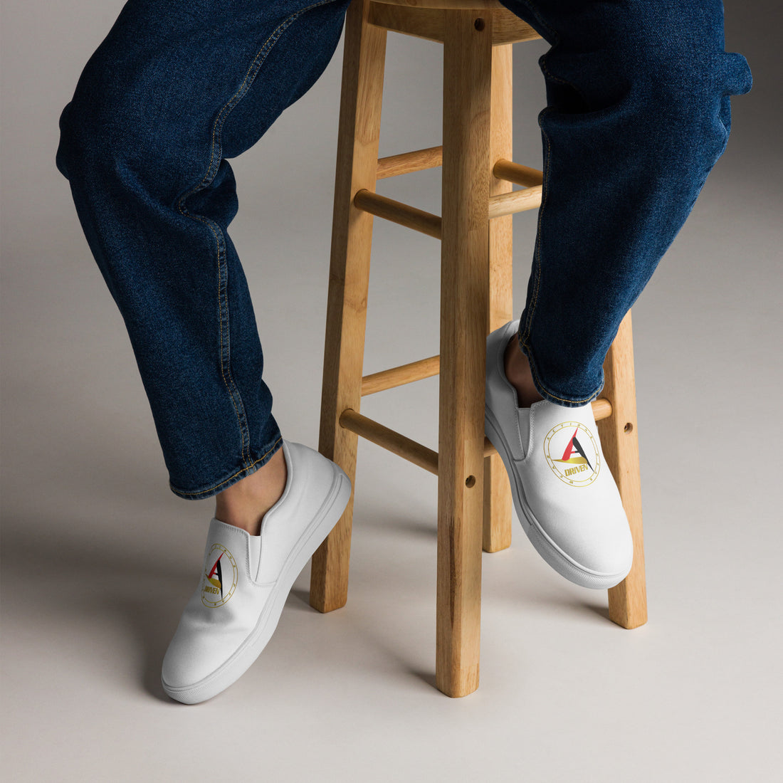 DRIVEN WHITE UNISEX SLIP-ON CANVAS SHOES