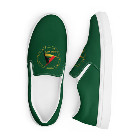 DRIVEN GREEN UNISEX SLIP-ON CANVAS SHOES